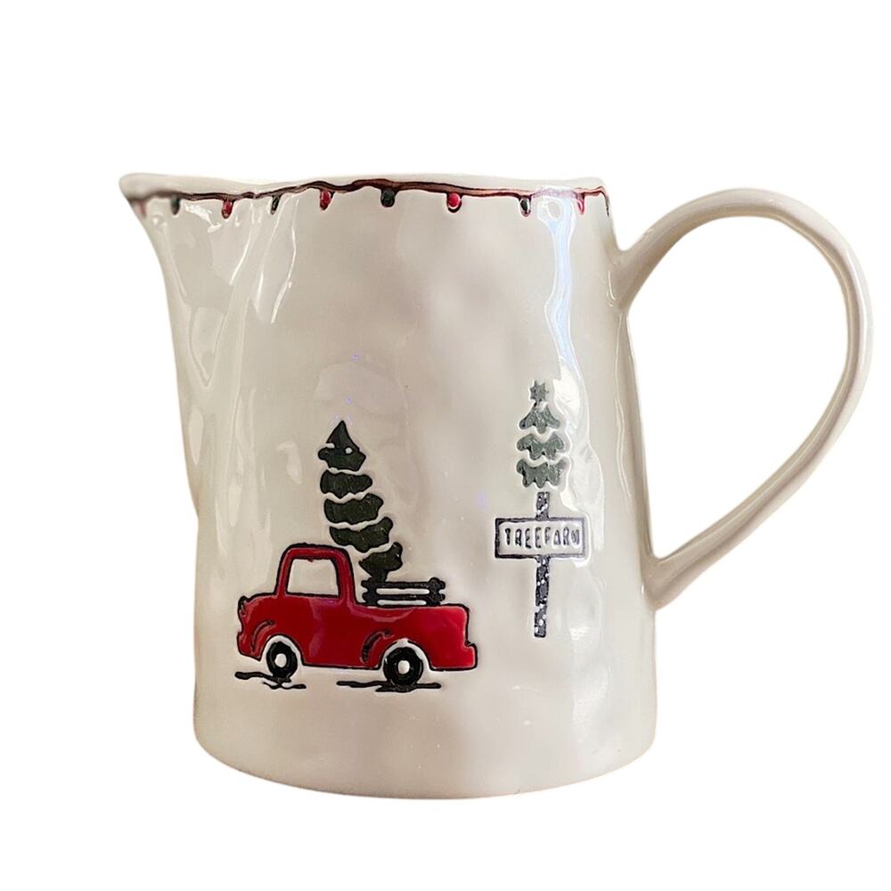 Potter's Studio Tree Farm Ceramic Pitcher Christmas Holiday